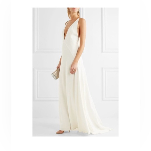 Michael Lo Sordo Alexandra Silk Wedding  Maxi Dress Ivory Size 12 - Picture 4 of 16
